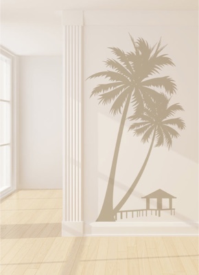 Palmen mit Strandhütte