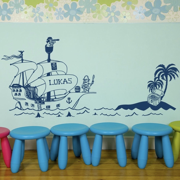 Piratenschiff mit Insel