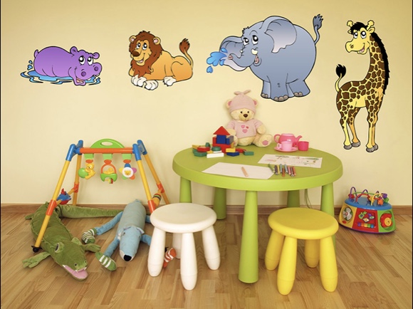 Nilpferd, Löwe, Elefant und Giraffe